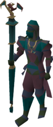 A male player wearing the full set of lunar equipment.