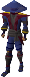 The full Ninja armour set on a male body.