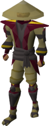 The full Samurai armour set on a male body.